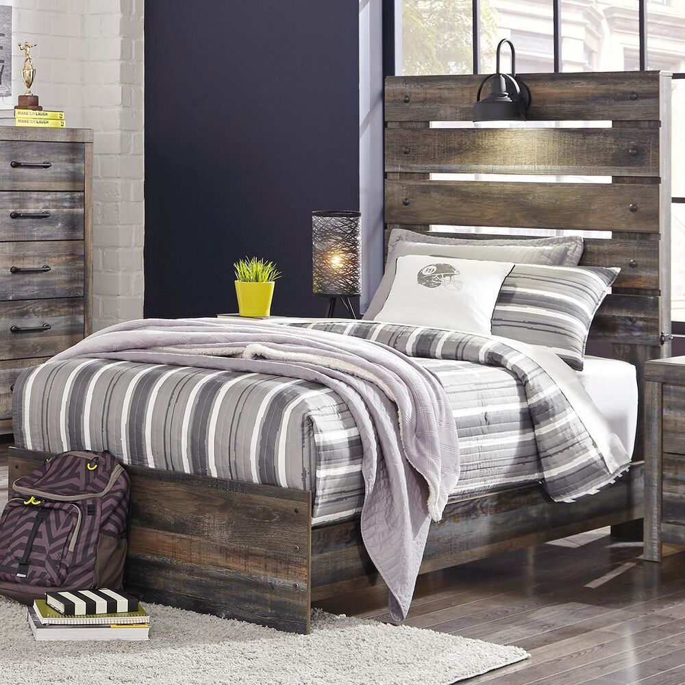 Ashley Drystan Twin Panel Bed in Rustic Brown, , large