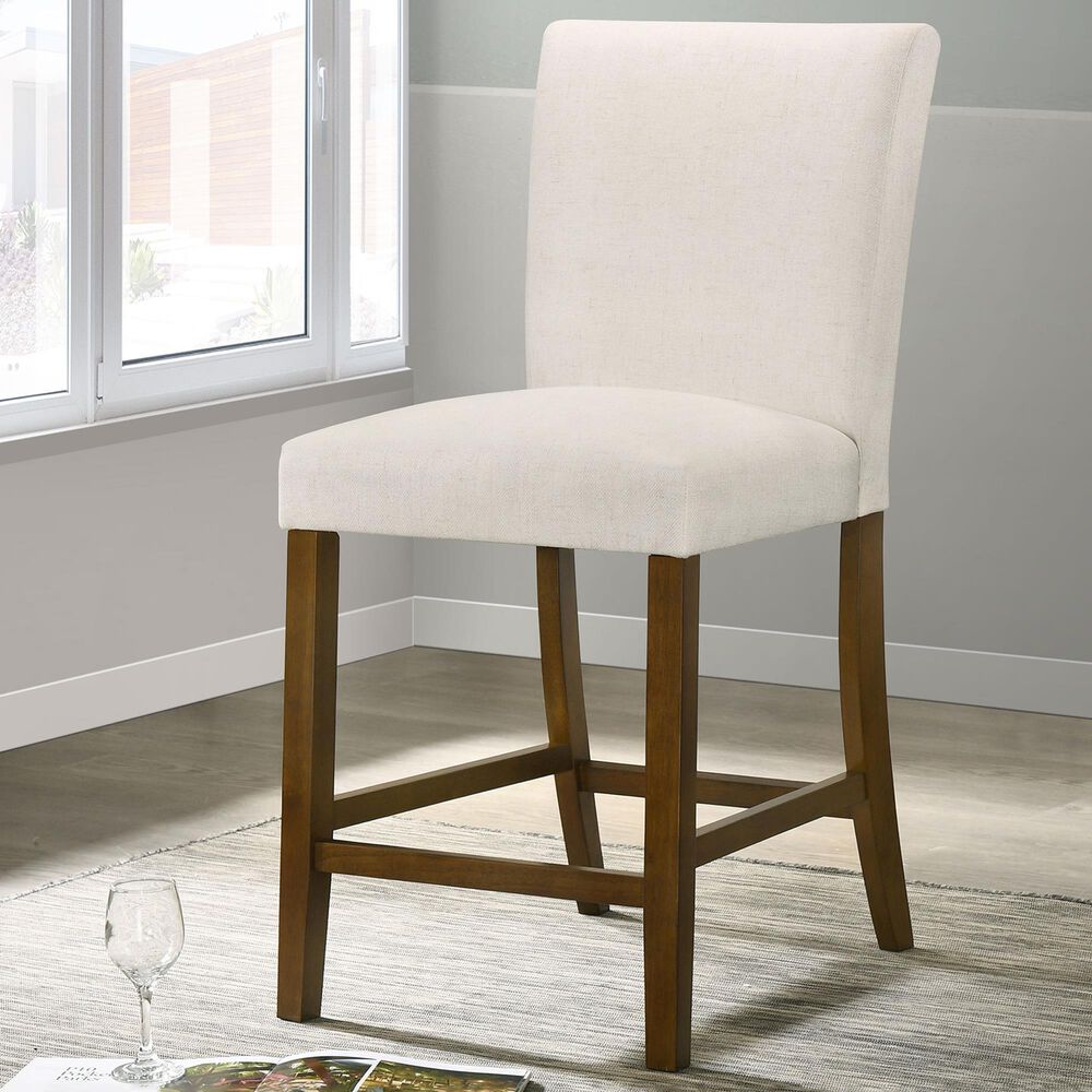 Coaster Paxton Counter Chair with Beige Upholstery in Warm Brown, , large