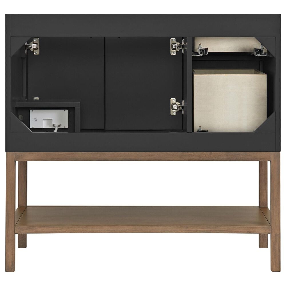 37B Isadore 36" Single Bathroom Vanity Cabinet in Tricorn Black and White Composite Stone Top and Backsplash, , large