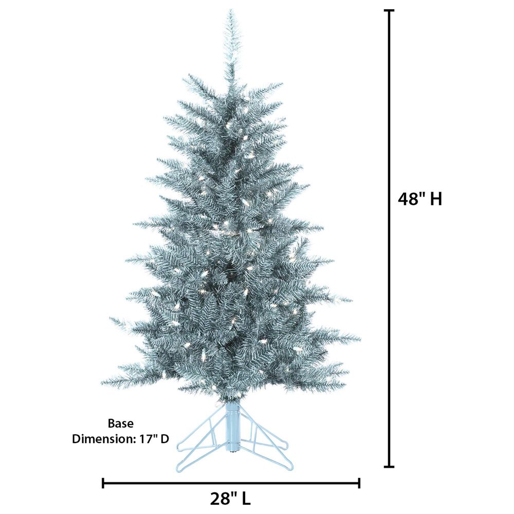 The Gerson Company 4&#39; Pre-Lit Tuscany Tinsel Christmas Tree in Silver, , large