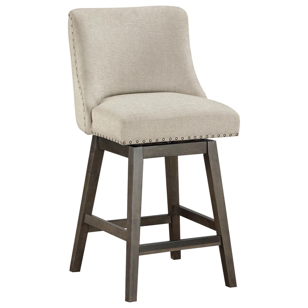 Valor Living Granville Swivel Counter Stool with Wheat Upholstered in Grey, , large