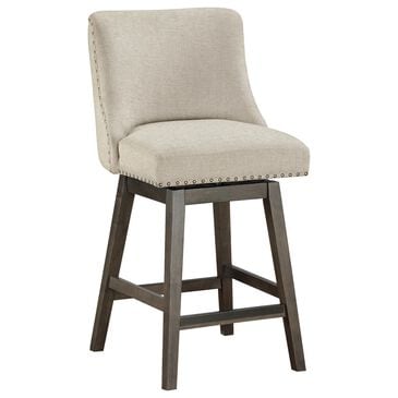 Valor Living Granville Swivel Counter Stool with Wheat Upholstered in Grey, , large