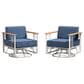 Sunwell Garden Patio Swivel Glider Chair with White Frame in Blue (Set of 2), , large