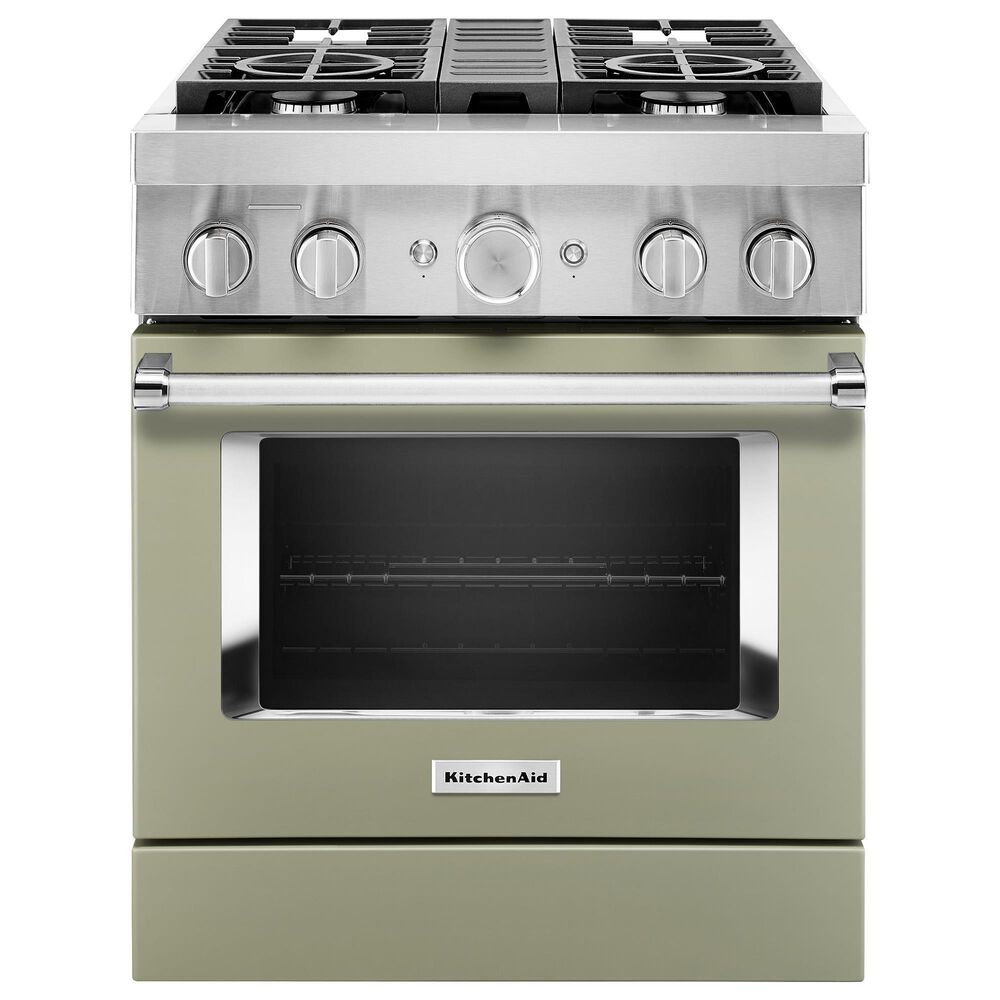 KitchenAid 4.1 Cu. Ft. Freestanding Dual Fuel Range with True Convection in Avocado Cream, , large
