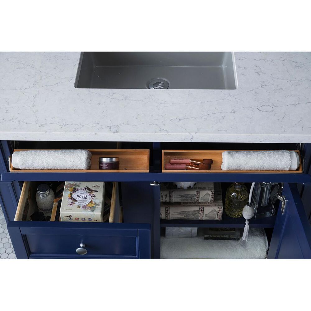 James Martin Brittany 36&quot; Single Vanity in Victory Blue with 3 cm Eternal Jasmine Pearl Quartz Top, , large