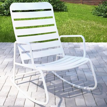DHP Poolside Gossip Patio Rocking Chair in White, , large