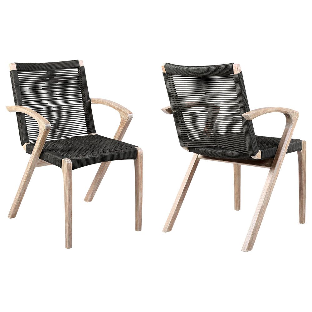Blue River Nabila Outdoor Dining Chair with Charcoal Rope in Light Teak (Set of 2), , large