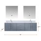 Lexora Home Geneva 72" Double Bathroom Vanity in Dark Grey with 2 cm White Carrara Marble Top and Rectangular Sinks, , large