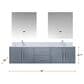 Lexora Home Geneva 72" Double Bathroom Vanity in Dark Grey with 2 cm White Carrara Marble Top and Rectangular Sinks, , large