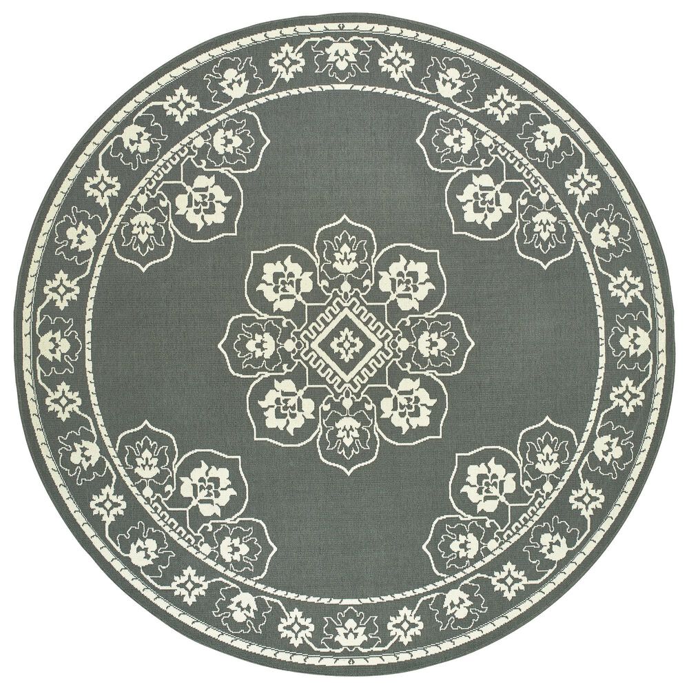 Oriental Weavers Marina 7"10" Round Grey and Ivory Area Rug, , large