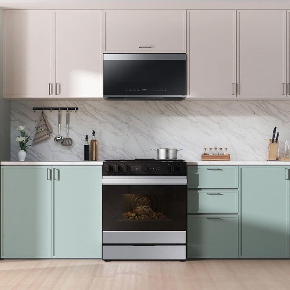 Samsung Bespoke Bespoke 6.0 Cu. Ft. Smart Slide-In Gas Range with Reversible Griddle and 23K BTU Power Burner in Stainless Steel, , large