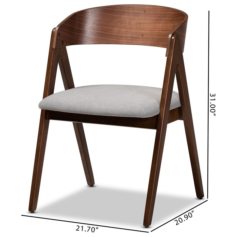 Baxton Studio Danton Arm Chair with Grey Cushion in Walnut Brown (Set of 2), , large