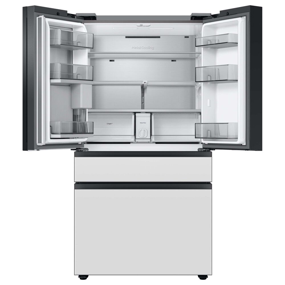 Samsung Bespoke 23 Cu. Ft. Counter Depth French Door Refrigerator with Beverage Center - Morning Blue Glass Top Panel with White Glass Middle and Bottom Panels Included, , large