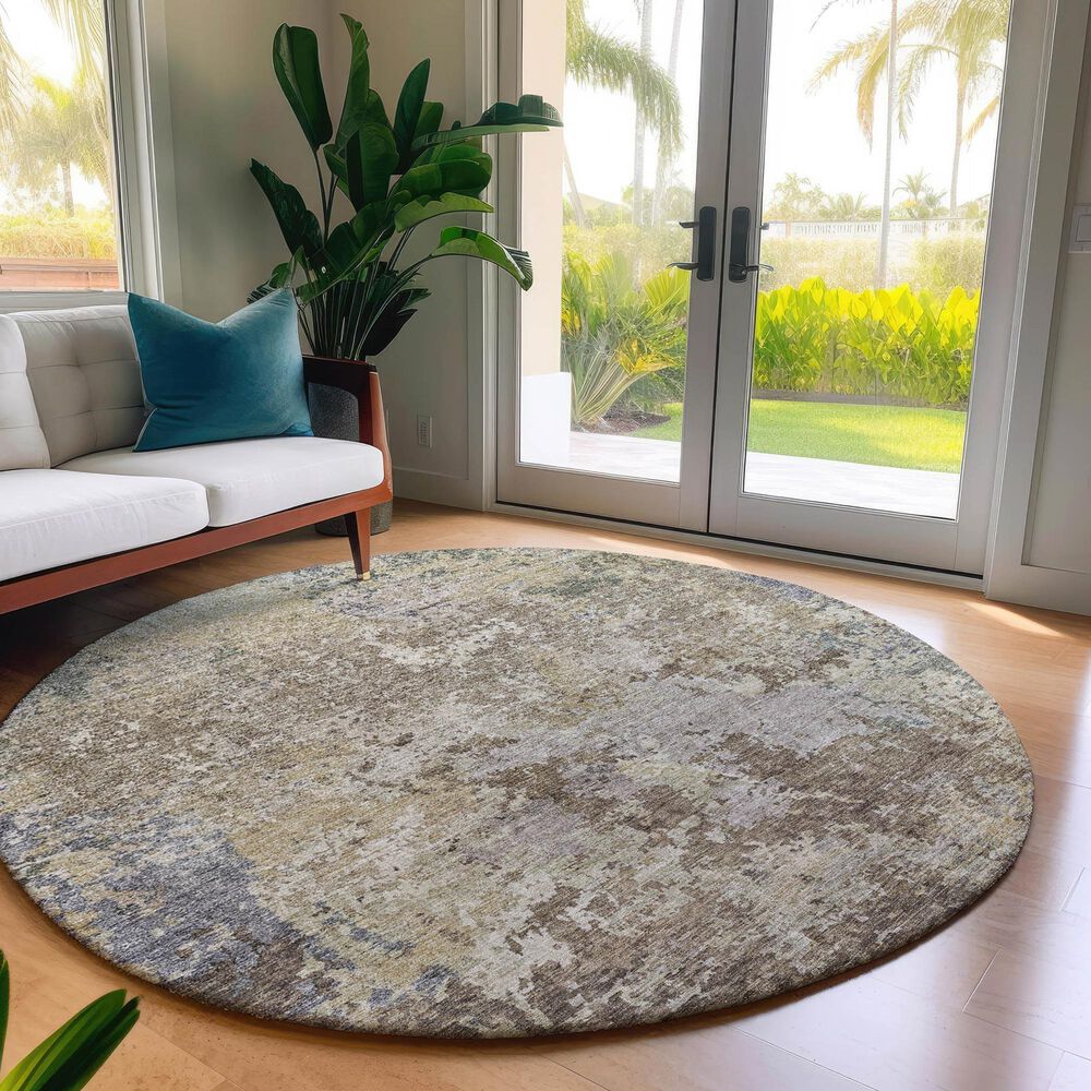 37B Bresca 8&#39; Round Beige Indoor/Outdoor Area Rug, , large