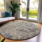 37B Bresca 8" Round Beige Indoor/Outdoor Area Rug, , large