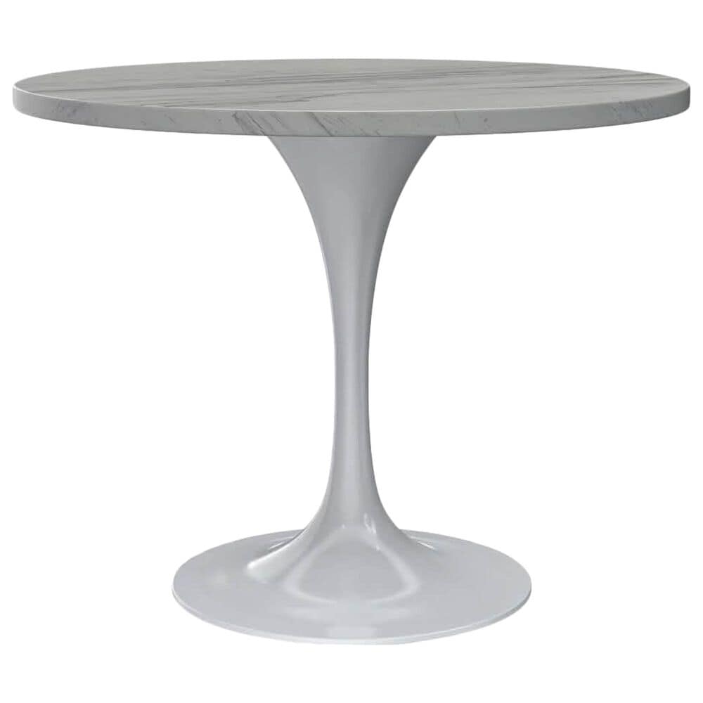 Leisuremod LeisureMod Verve Collection 36 Round Dining Table, White Base with Laminated White Marbleized Top, , large