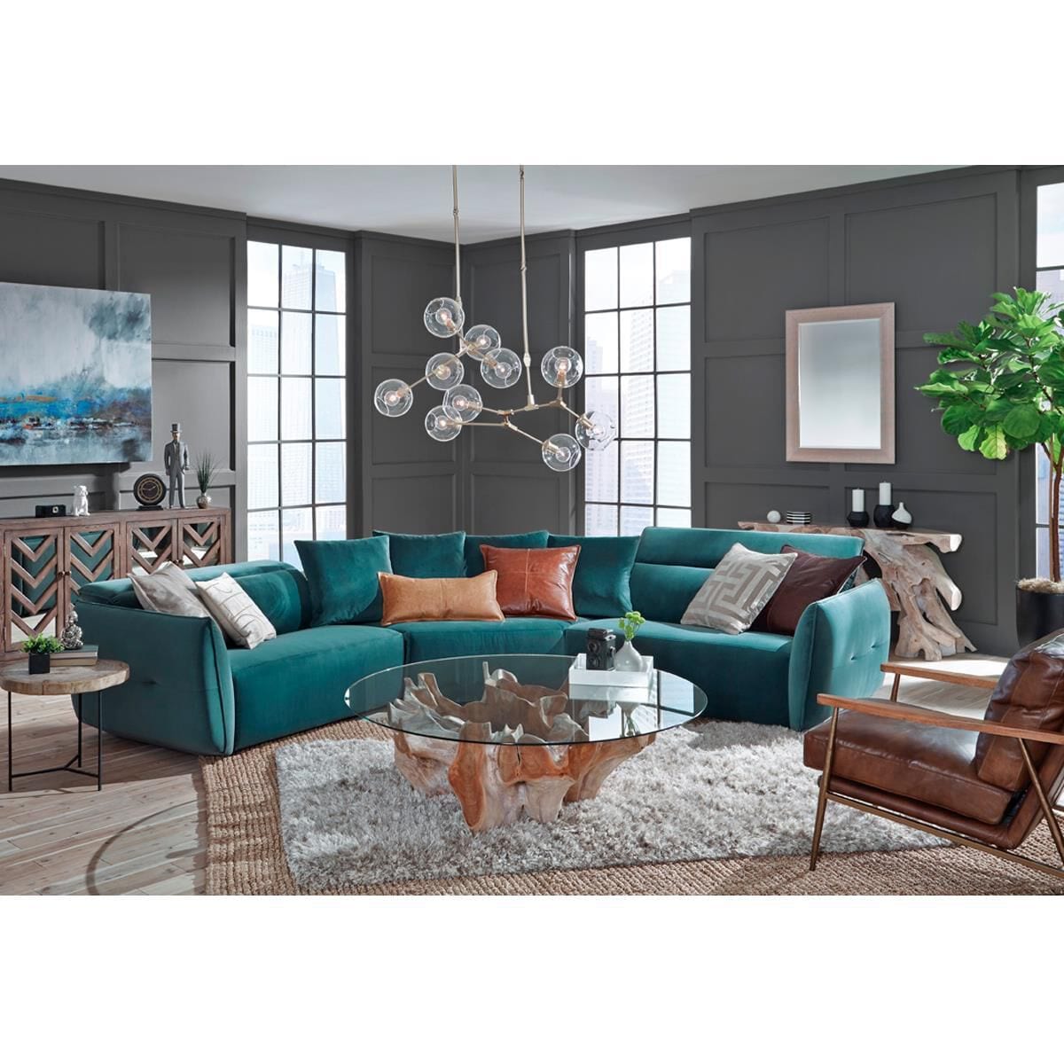 Teal and brown accent chair online
