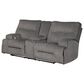 Benchcraft Coombs Double Power Reclining Loveseat with Console in Charcoal, , large