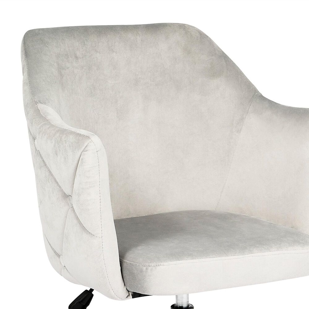 Impressions Vanity Pearl Tufted Vanity Chair with Cool Grey Cushion in Silver, , large