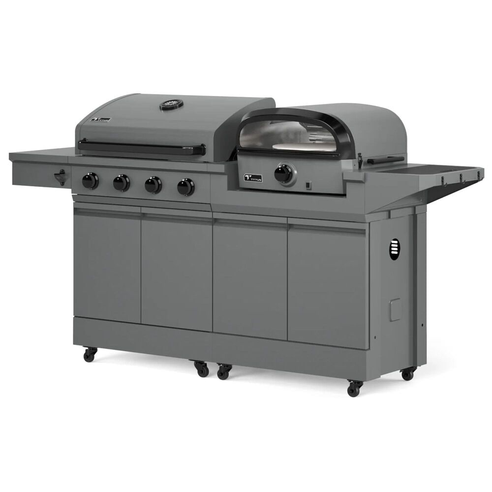 Tytus 4-Burner Gas grill w/ Pizza Oven in Gunmetal Gray, , large
