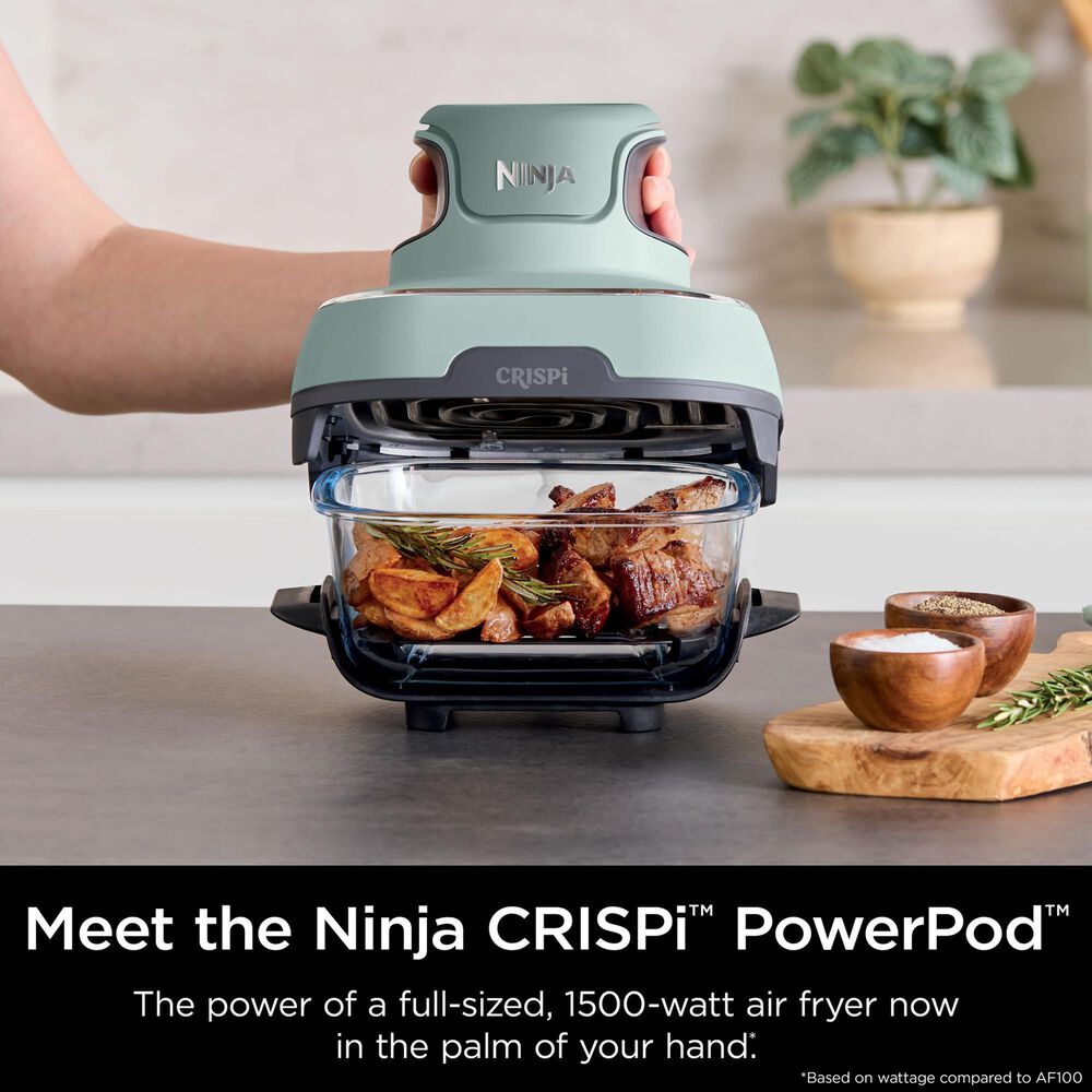 Shark Crispi 4-In-1 Portable Glass Air Fryer Cooking System in Sage Green, , large