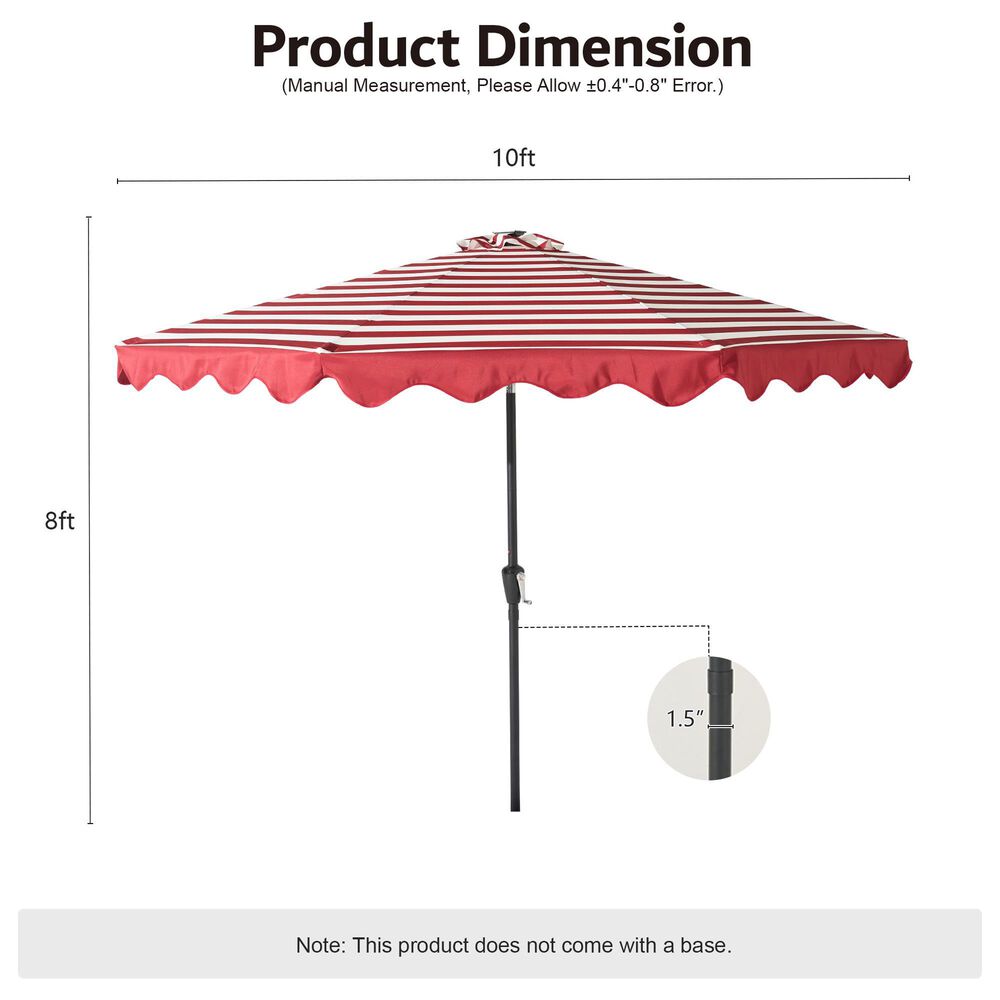 HOMLUX 10' Solar LED Patio Umbrella with Adjustable Tilt and in Red, , large