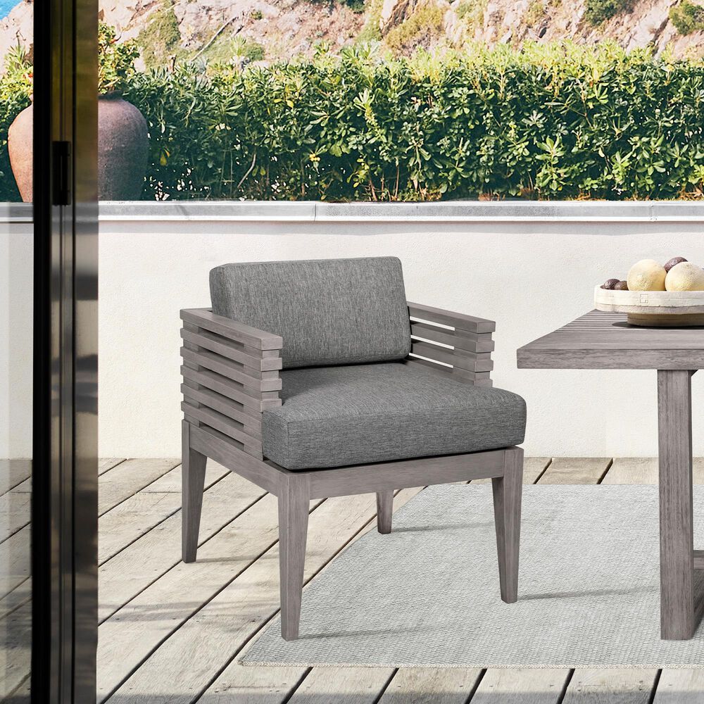 Blue River Vivid Outdoor Dining Chair with Light Gray Cushions in Light Gray Eucalyptus, , large