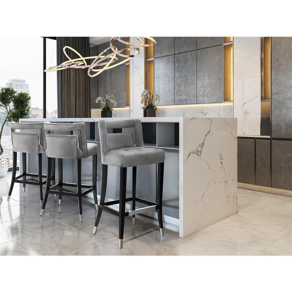 Tov Furniture Hart Bar Stool in Grey Velvet NFM