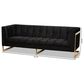 Baxton Studio Ambra Stationary Sofa in Black Velvet, , large