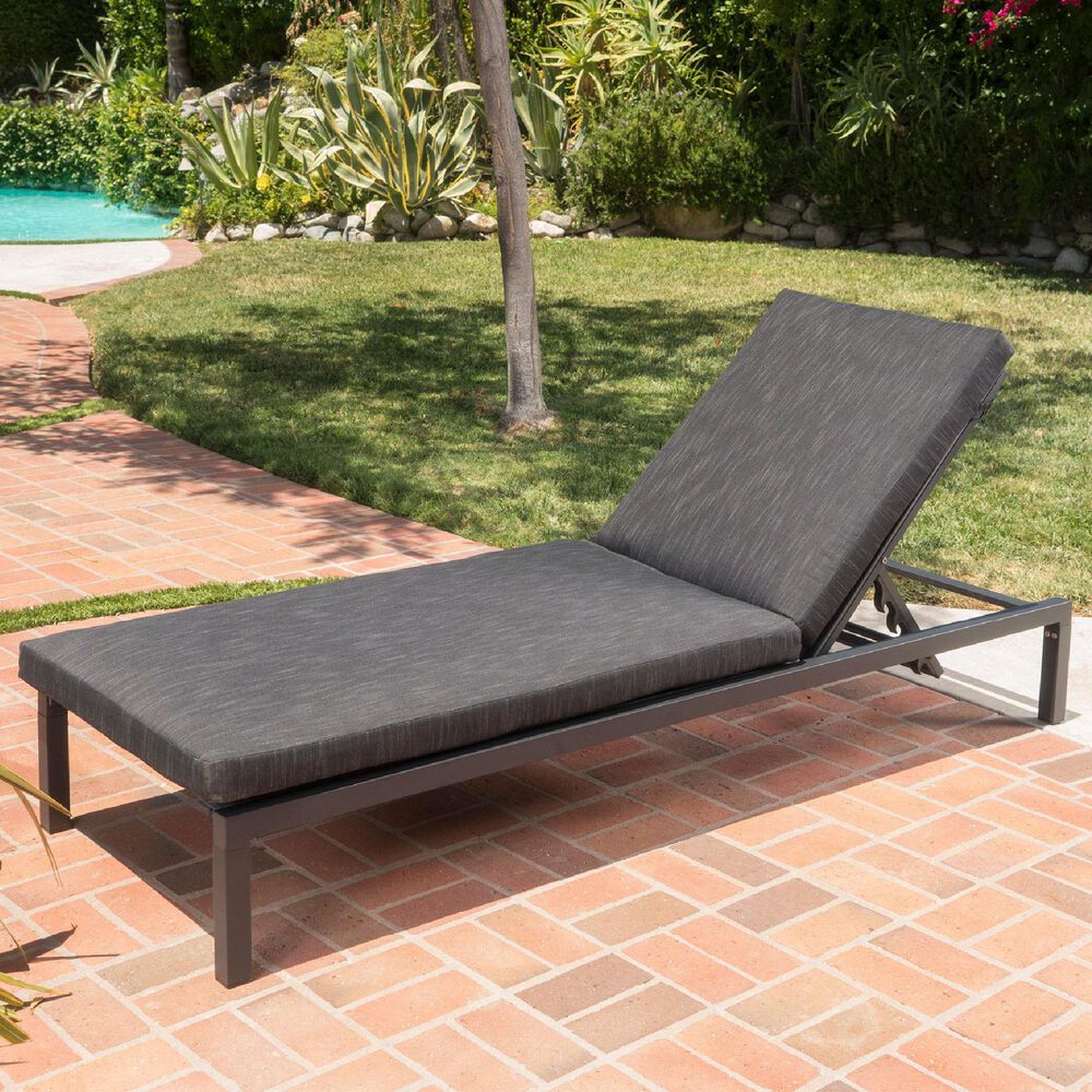Noble House Navan Patio Chaise Lounge in Dark Gray, , large