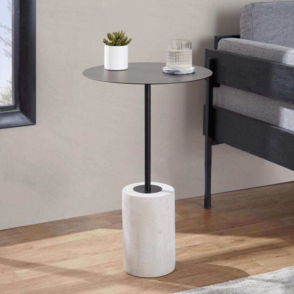 Lumisource Symbol Side Table in Concrete and Black Steel, , large