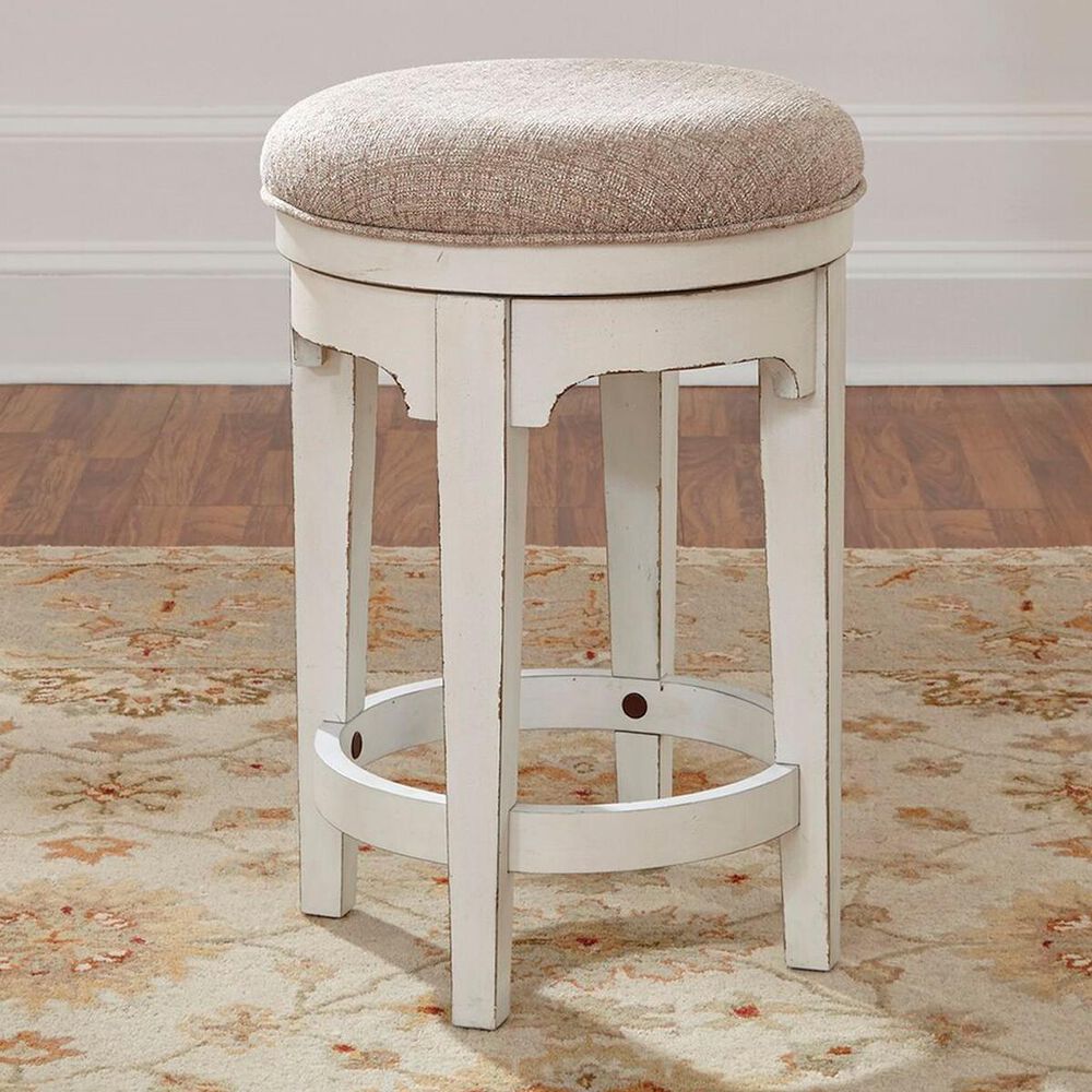 Belle Furnishings Magnolia Manor 26" Console Swivel Counter Stool in White, , large