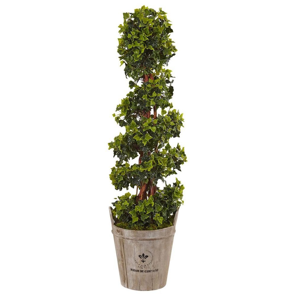 Nearly Natural Inc 4" English Ivy Artificial Tree in Farmhouse Planter, , large
