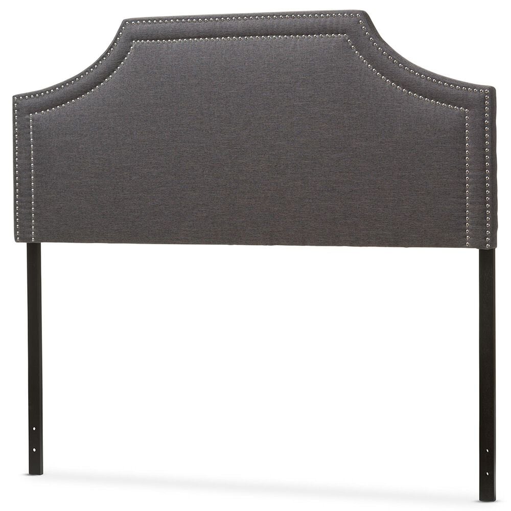 Baxton Studio Avignon Queen Upholstered Headboard in Dark Grey, , large