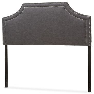 Baxton Studio Avignon Queen Upholstered Headboard in Dark Grey, , large