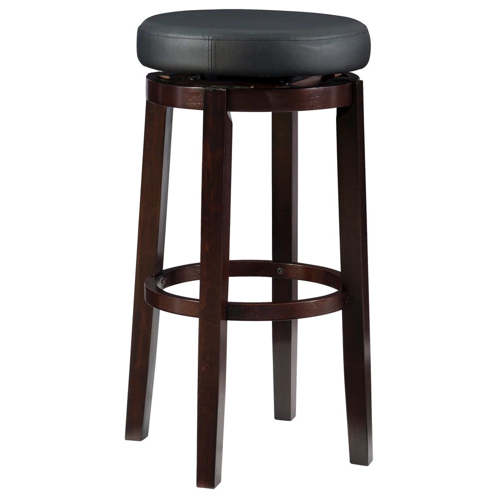Linon Home Decor Maya Swivel Bar Stool with Black Cushion in Rich Brown, , large