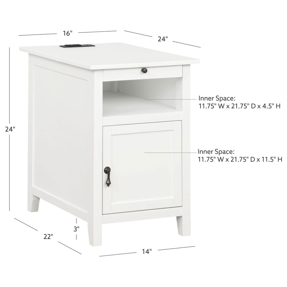 Linon Home Decor Birkdale Accent Table with USB Port in White, , large