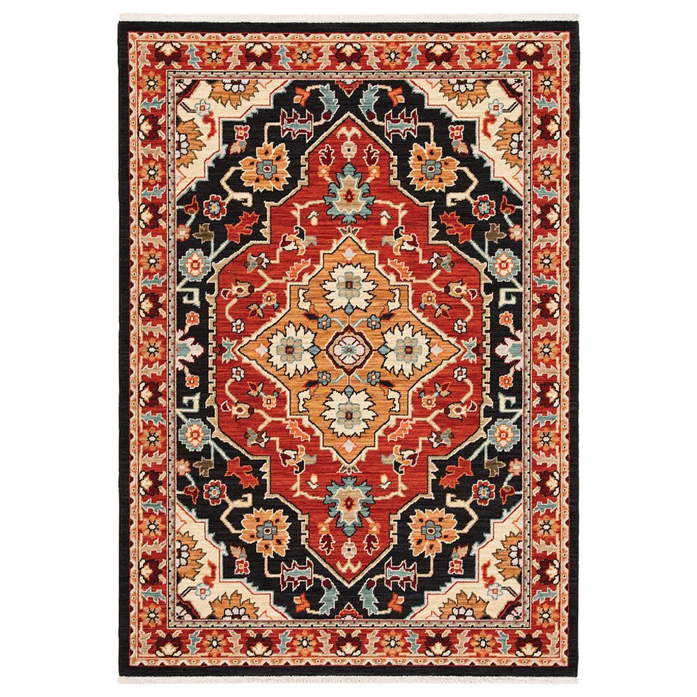 Oriental Weavers Lilihan Medallion 4929A 3"3" x 5" Black and Red Area Rug, , large