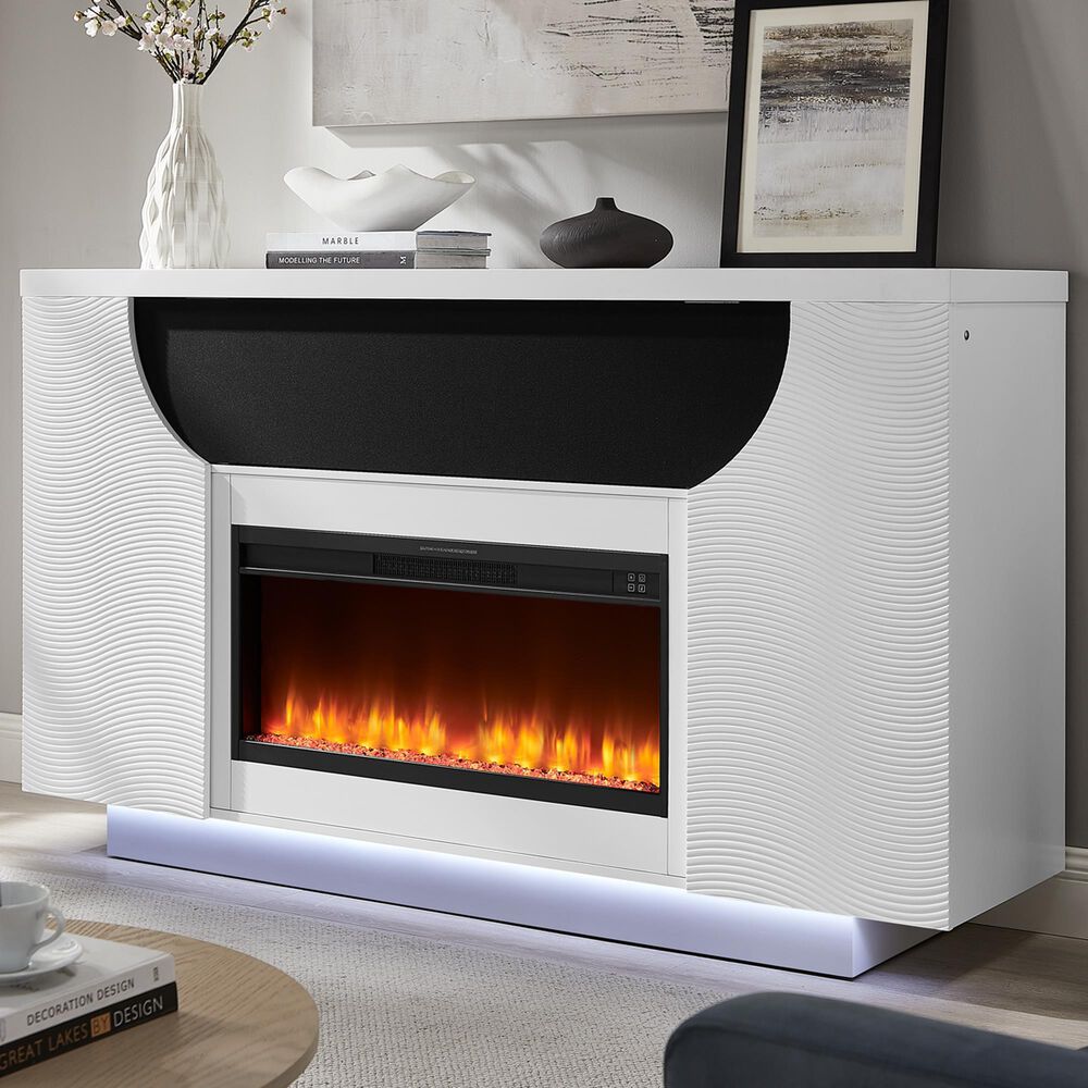 Global Furniture USA Aveena 76-Inch Fireplace in White, , large