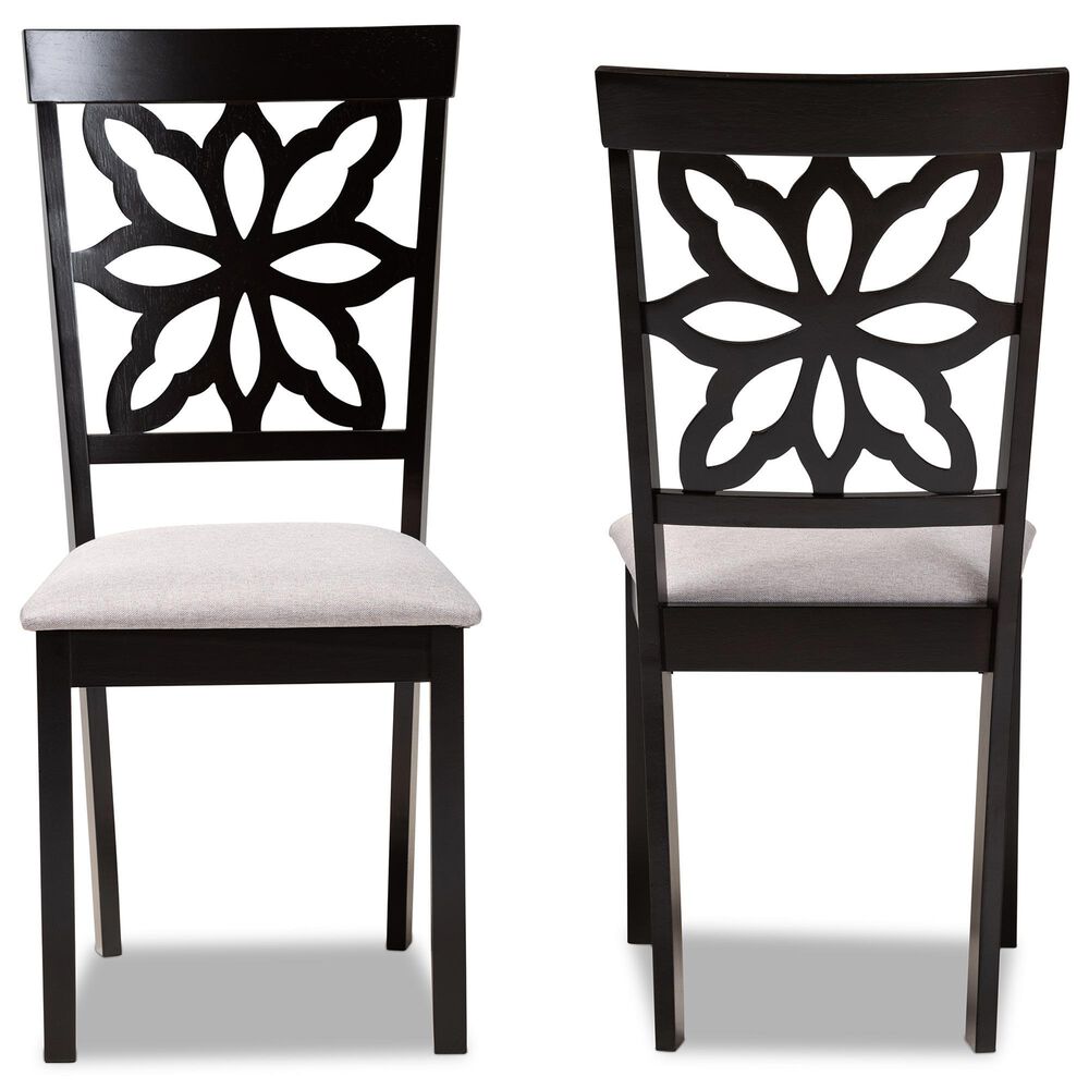 Baxton Studio Samwell Side Chair with Grey Cushion in Dark Brown (Set of 2), , large
