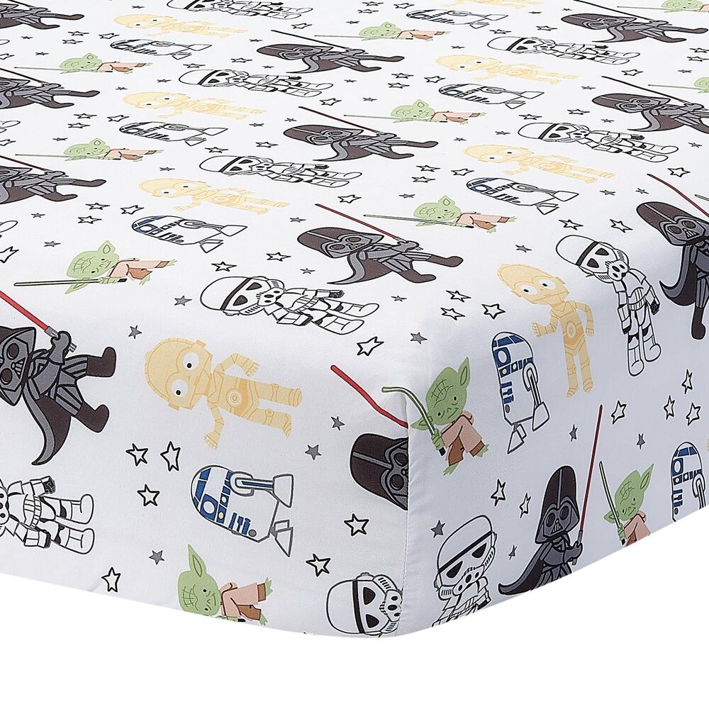 Lambs and Ivy Star Wars Classic Fitted Crib Sheet in Gray, Green, White and Black, , large