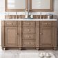 James Martin Vanities Bristol 60" Double Bathroom Vanity in Whitewashed Walnut with 3 cm Arctic Fall Solid Surface Top and Rectangle Sinks, , large