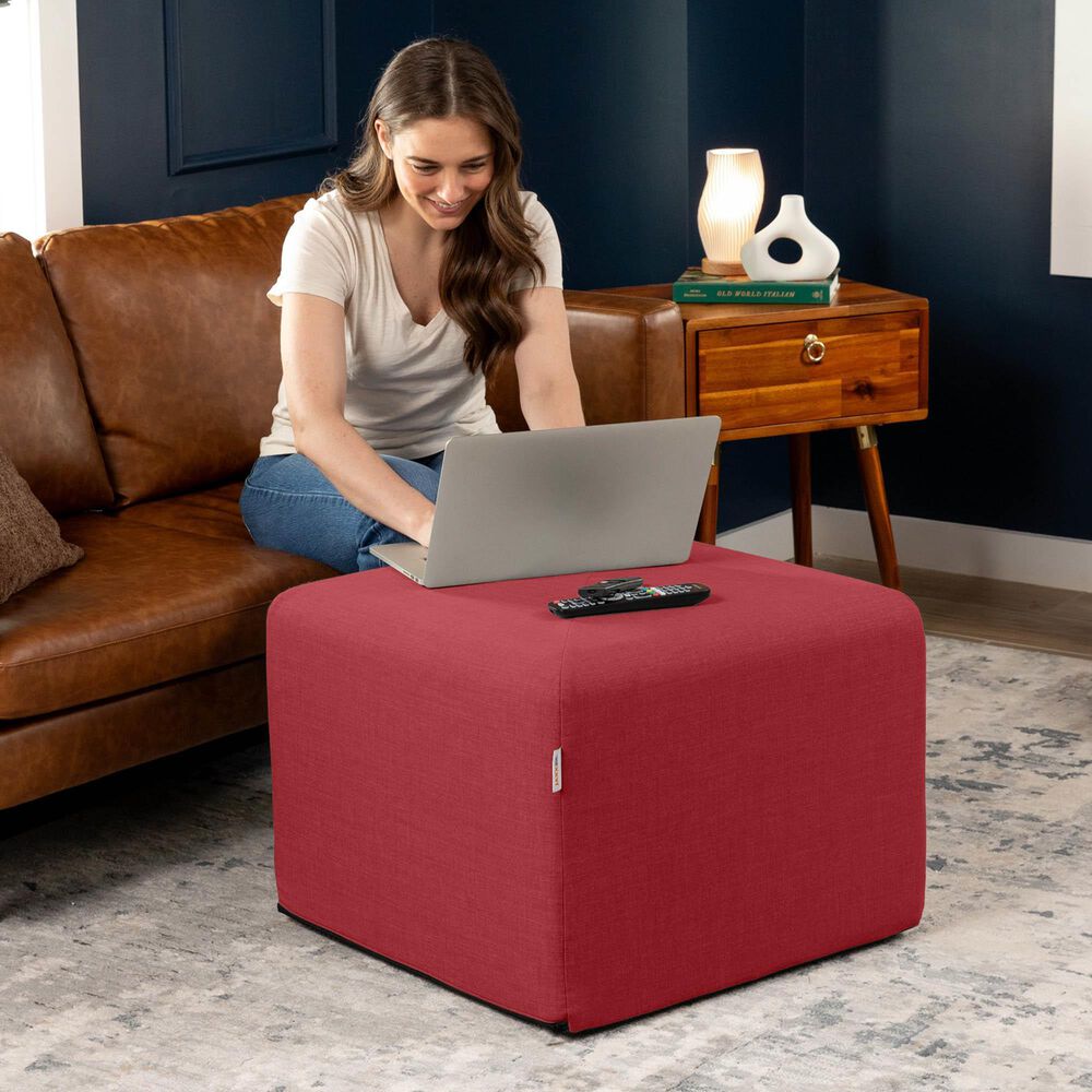 Jaxx Monroe Medium Ottoman in Poppy Red, , large