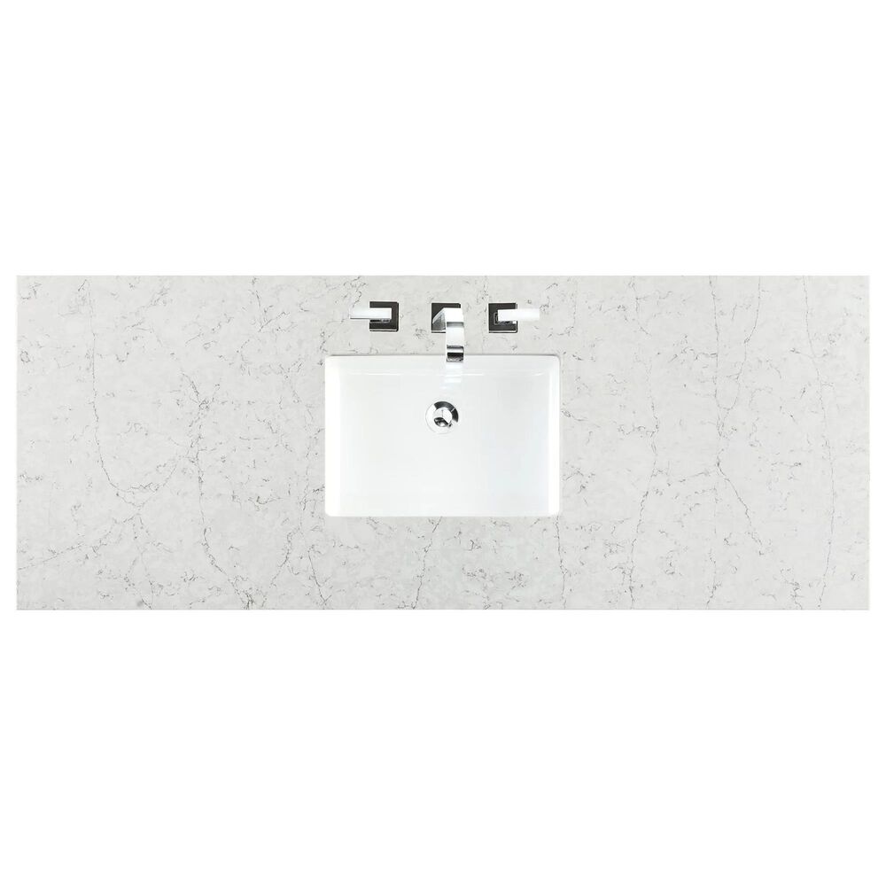 James Martin Vanities Brittany 60" Single Bathroom Vanity in Saddle Brown with 3 cm Eternal Jasmine Pearl Quartz Top and Rectangular Sink, , large