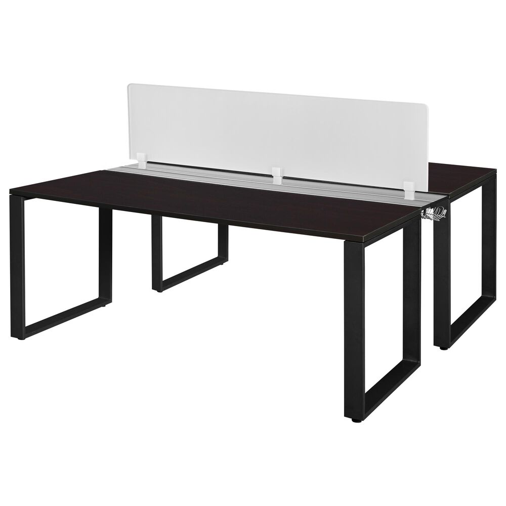 Regency Global Sourcing Structure 72" x 24" Benching System with Divider in Mocha Walnut, , large