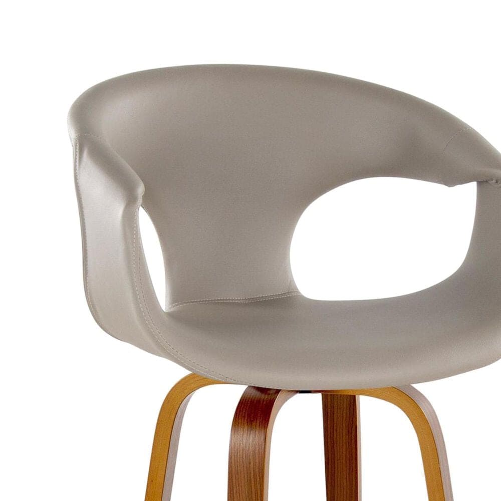LumiSource Curva 26" Swivel Counter Stool with Light Grey Upholstery in Walnut and Black (Set of 2), , large