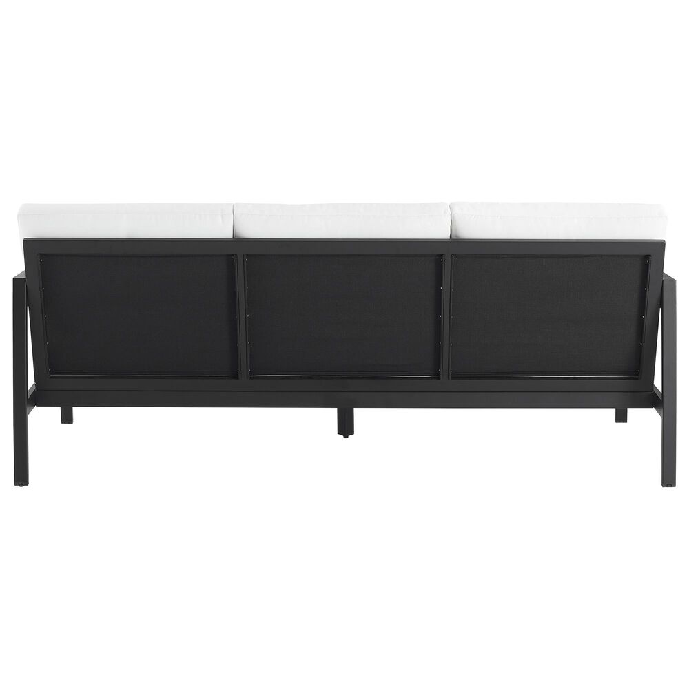 Linon Home Decor Holland Outdoor Sofa with White Cushions in Black, , large