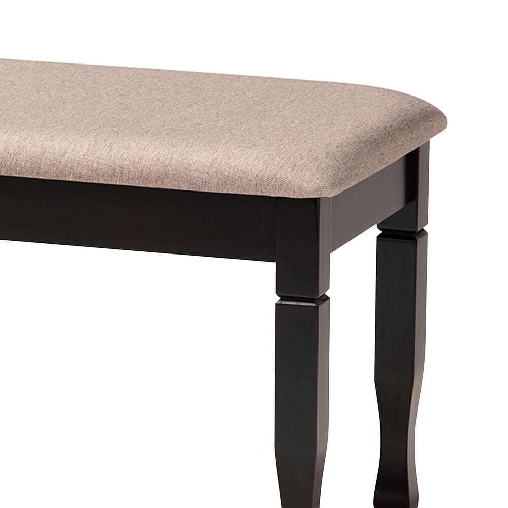 Baxton Studio Corey Dining Bench with Sand Cushion in Dark Brown, , large