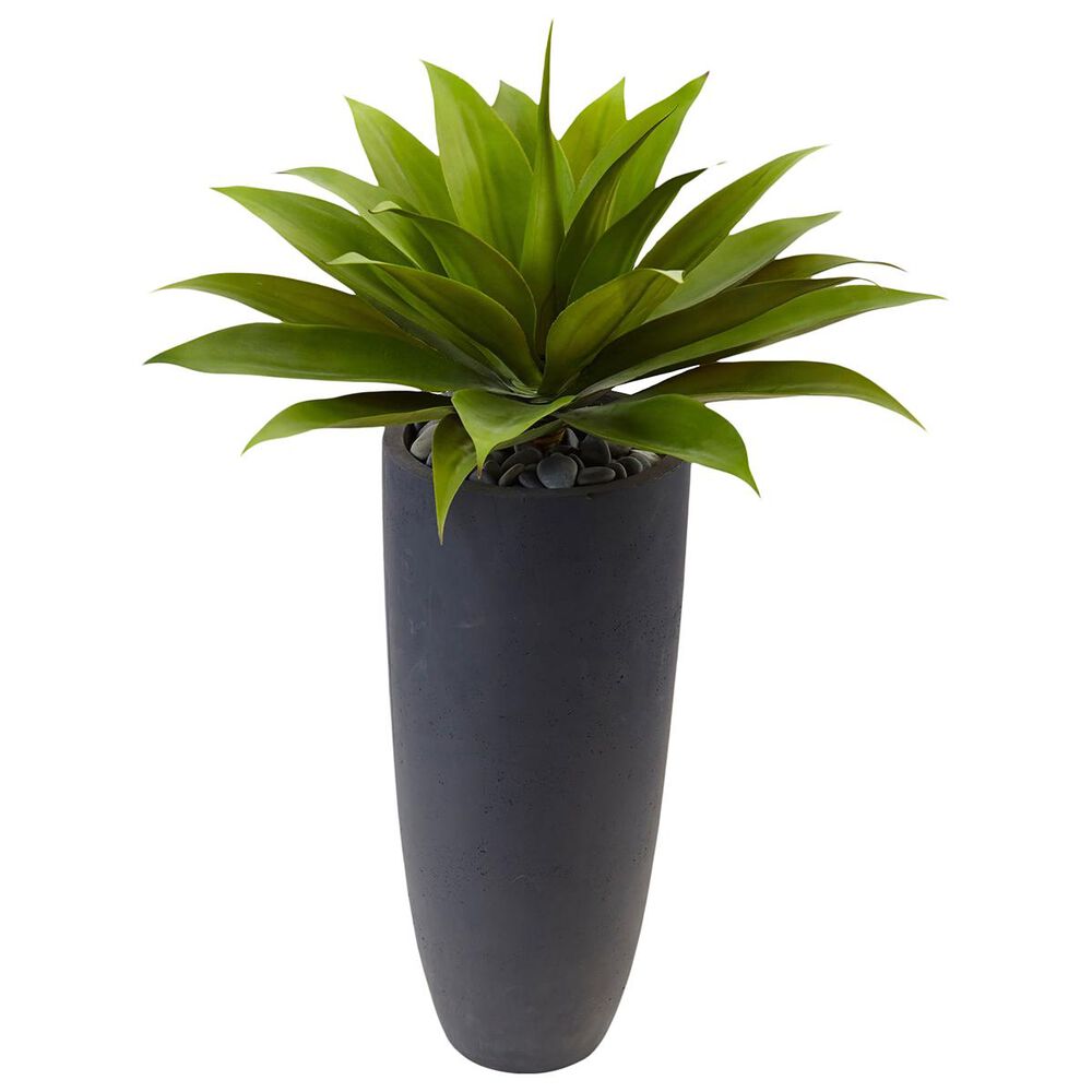 Nearly Natural Inc 38" Agave Artificial Plant in Gray Cylinder Planter, , large