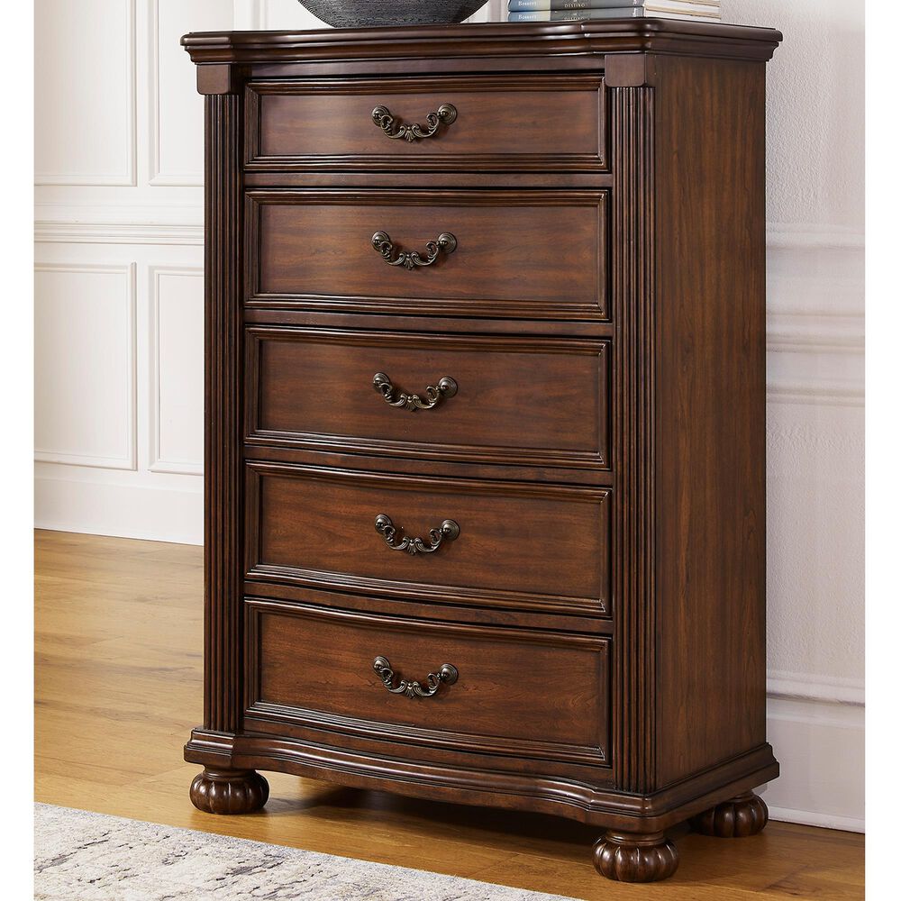 Ashley Lavinton 5-Drawer Chest in Cherry Brown, , large